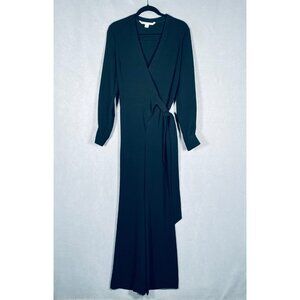 Vintage DVF Jumper Womens 6 Black Stretch Wide Leg Wrap Goth Evening